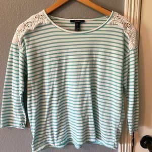 Forever 21 top, light blue with white stripes.
